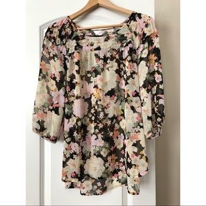 LC Lauren Conrad Floral Blouse Lg